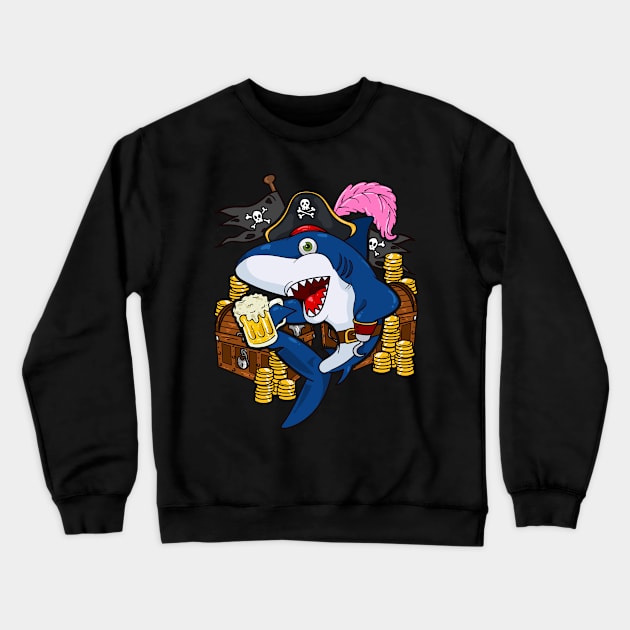 Pirate Costume Captain Hook Shark Funny Cruise Attire Crewneck Sweatshirt by aneisha